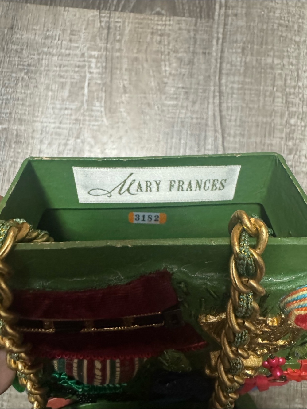 Mary Frances Green Velvet Santa Tree Embellished Crossbody Bag - Picture 3 of 4